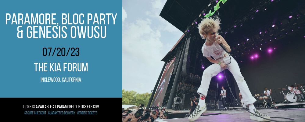 Paramore, Bloc Party & Genesis Owusu at Paramore Tour tickets Paramore, Bloc Party & Genesis Owusu at Paramore Tour